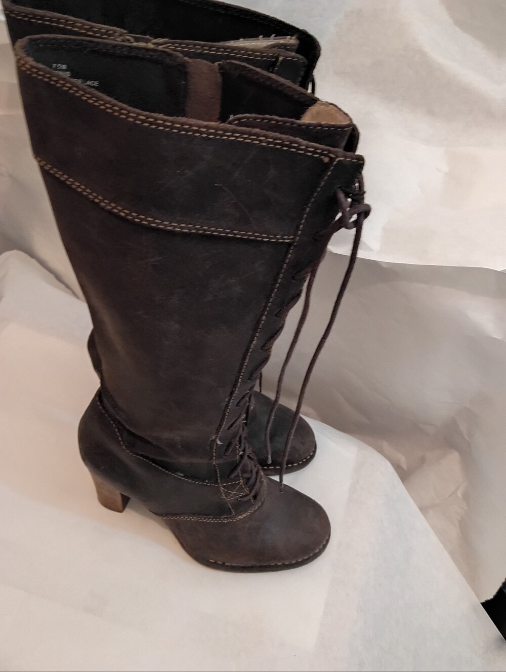 Frye Villager Lace Suede Women's Boho Leather Boot Size 7.5 M Tall